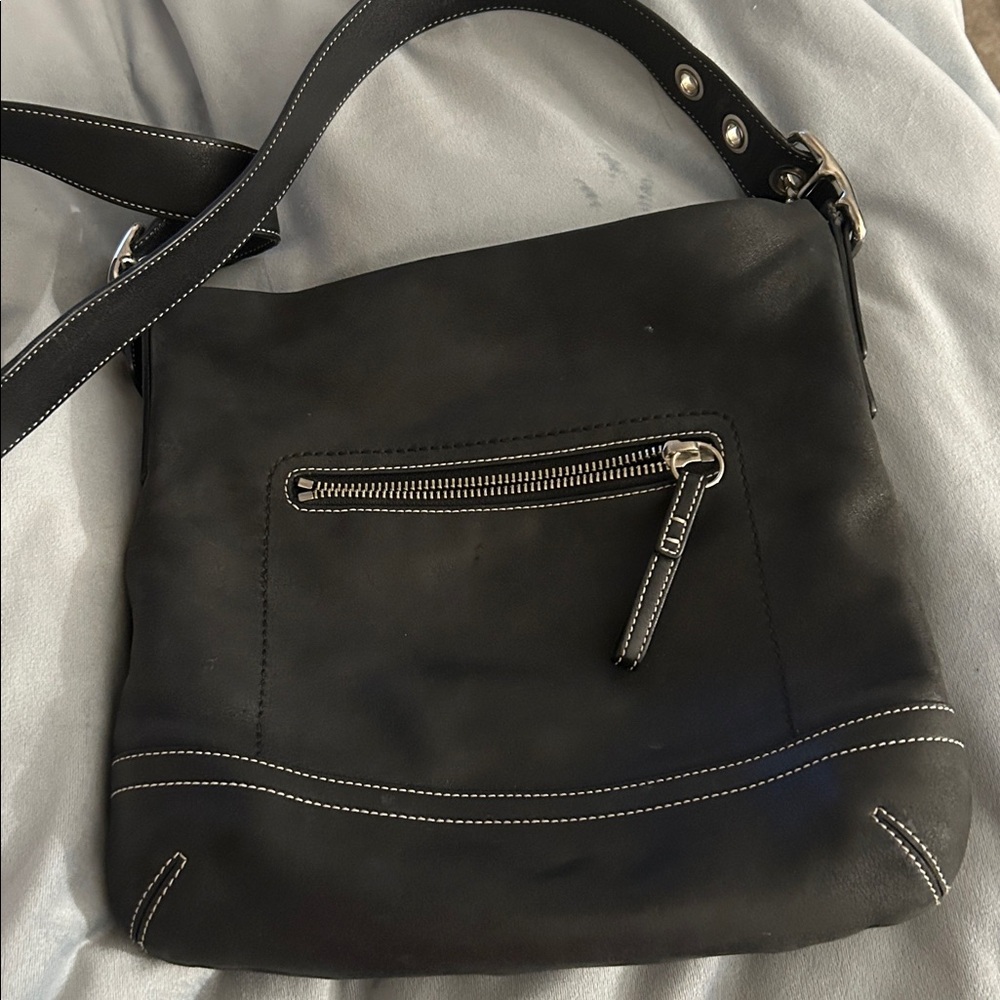 Vintage Coach Black Leather Bag